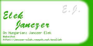 elek janczer business card